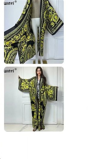 WINYI Africa boho print Kimono Cardigans kaftan beach cover up evening dress maxi coat