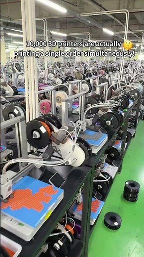 10,000 3D printers printing one single order at the same time.It looks impressive on camera,
