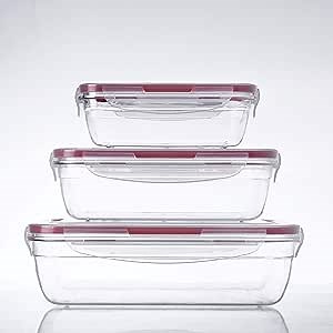 Moon Castle 3 Pack Airtight Leak Proof Food Storage Containers