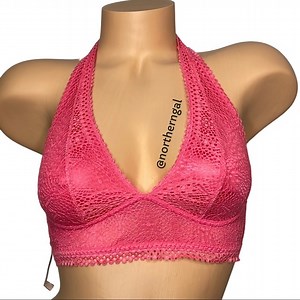 Victoria's Secret Lace Halter Bralette in Coral