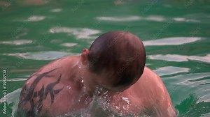 man in the pool slow motion