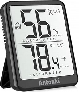 Antonki Room Thermometer Small Hygrometer Indoor Humidity Monitor Sensor, Digital Temperature and Humidity Meter Gauge for Home, Baby Nursery, Reptile, Greenhouse - Battery Included