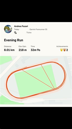 Last week this pace felt like a fight. Today it felt controlled. 4×2km @ 4:00/km More volume. Lower effort. Better control. This is how progress actually looks: not faster… but easier. Sub 3h is getting closer. Trust the process. P.S.: elevation data are wrong, Strava interpolation misleading. Track is flat. #marathon #marathonrunner #running #runtok #fitness