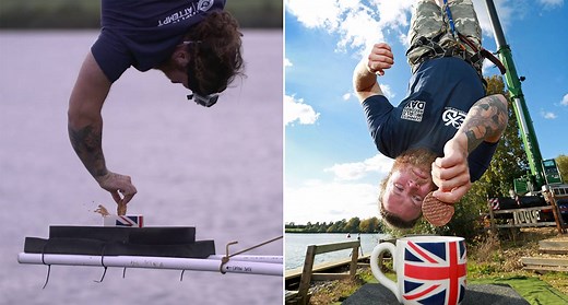 586K views · 587 reactions | Watch Simon Berry set a Guinness World Records for 'the world's highest biscuit tea dunk'. This record is really taking the biscuit! | Yahoo UK | Facebook