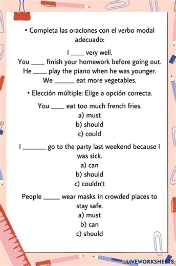 Verbos Modales: Can, Could, Should, Must