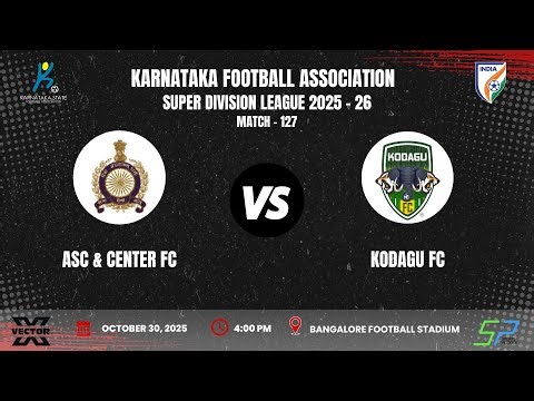 KSFA | SUPER DIVISION LEAGUE 2025 - 26 | R - 14 | ASC & CENTER FC VS KODAGU FC | 30.10.25