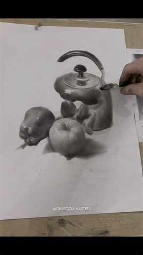 Charcoal Drawing Art Gallery on Instagram: "Charcoal still life drawing by artist I Secretly Drew (Douyin) — a strikingly realistic study of everyday objects, rendered with rich tonal depth and precise value control. The artist skillfully balances light and shadow to create convincing form, texture, and atmosphere, bringing simplicity to life through charcoal. Artist: I Secretly Drew (Douyin) #charcoaldrawing #stilllifedrawing #realismdrawing #charcoalart #drawingprocess fineart artinspiration r