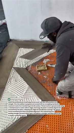 Large Format Wood Tile Installation Pro Method #tile #flooring #construction