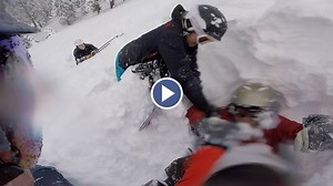 303K views · 13 reactions | Incredible footage shows the moment a veteran snowboarder emerged alive and completely unscathed after being buried under heaps of snow upside down for nearly ten minutes. | Storytrender | Facebook