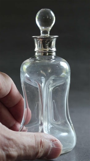 Edinburgh & Leith Gluk Gluk Miniature Decanter, Hukin & Heath Silver Collar Hallmarked London 1925