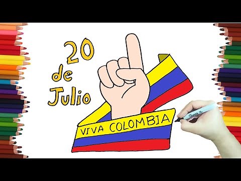Como hacer un dibujo del dia de la indepencia de Colombia, 20 de Julio