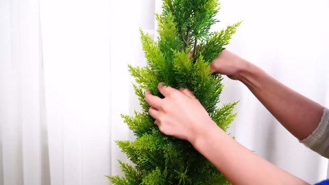 Artificial Cedar Tree 3ft - Outdoor or Indoor - Weather and UV-Resistant Artificial Outdoor Plants - Front Porch | Garden - Faux Cedar Tree - Set of 2