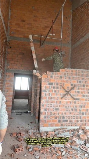 Brick Wall Demolition During Interior Renovation