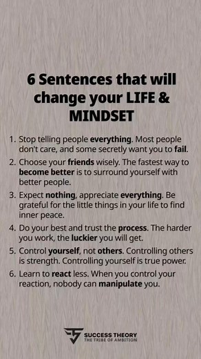 33K views · 195 reactions | 6 Sentences that will change your LIFE & MINDSET | Motivation Daily | Facebook