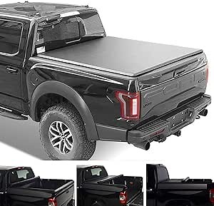 Tonneau Cover 1pc 6.8 ft 81.8 in 81.9 in Soft Roll-up Vinyl Truck with Bed Lock for Ford for F450 Superduty 2017-Now