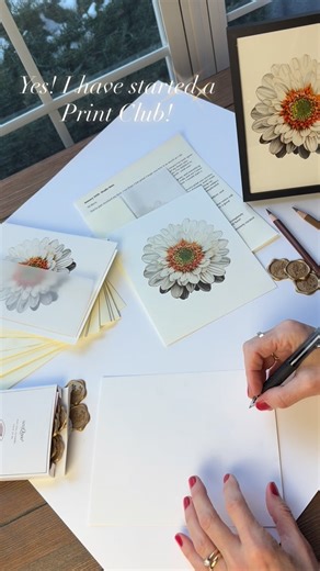 Jennifer Morrison on Instagram: "I have started a Print Club!!! I have wanted to do this for so long and finally found the time to set it up. Receive a 5x7 print of one of my botanical drawings and a special studio note from me every month. January’s print is one of my most popular drawings, Ivory and Orange Flower. Sign up by the end of December to get one. Only $12 per month and shipping is free. Makes a perfect gift.💕 Currently this club is only available for my US friends but I hope to set 