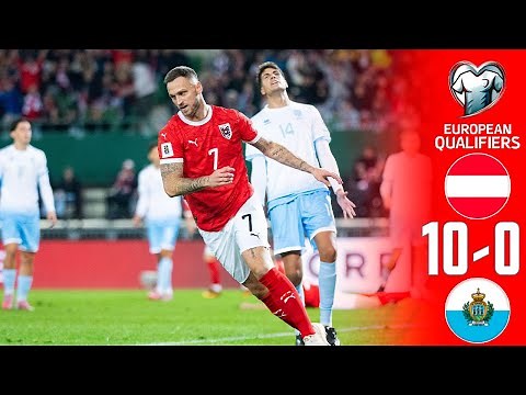 Austria vs San Marino 10-0 Highlights Goals | 2026 World Cup European Qualifiers