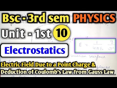 Lec 10 | Electric Field due to a point charge & deduction of Coulomb's Law from Gauss Law | #bsc