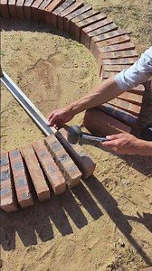 The technique of arranging bricks to form circular patterns at the construction site