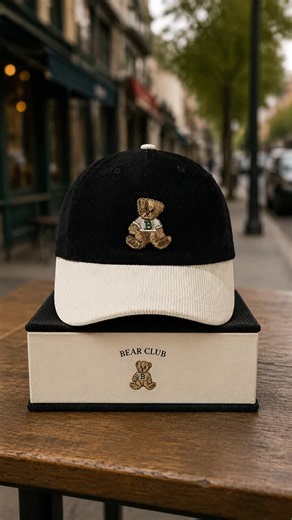 Stylish Bear Embroidered Corduroy Baseball Cap for Women