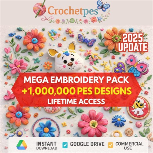 1,000,000  PES Embroidery Designs Bundle, Brother Machine Files, Mega Embroidery Patterns Collection, Commercial Use, Instant Download - Etsy Canada