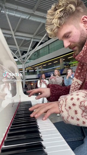 Saxophonist and Pianist Airport Encounter