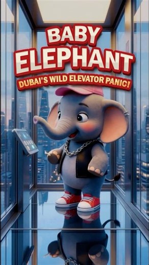 Baby Elephant looked Down… and FAINTED 😱😂 | Glass Elevator Panic 🛗🐘 #shorts #funny #cartoon