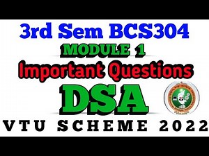 3rd SEM DSA Module 1 Important Questions BCS304 #questionpaper #vtu #3rdsem
