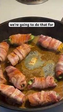 Sausage and cheese stuffed bacon wrapped jalapeños with squash and pepper jam. 🔥🔥🔥🔥