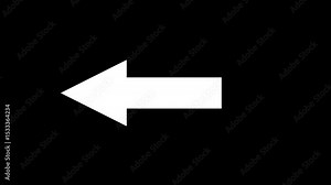 white arrow pointing right to left direction on black background. arrow bouncing slide to left. arrow pointing leftwards. 3d arrow icon animation balck background.