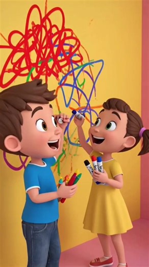 Kids Drawing on Walls | Mother Teaches Good Manners ..#englishstory#goodmanners#short