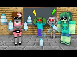 Monster School : Bottle Flip A GIRLS Challenge - Minecraft Animation