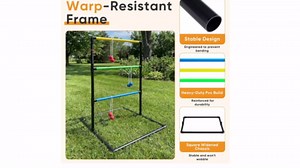 NEWBULIG Ladder Toss Game, Ladderball Golf Set with Tossing Balls, Ladder Ball Games for Outdoor Lawn, Yard & Backyard for Family, Adults & Kids, Complete with 6 Bolas, Score Trackers & Carry Bag