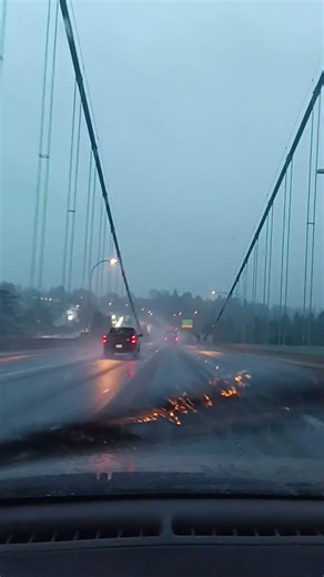 Crossing the Tacoma Narrows Bridge 🌉 during the big storm of March 11, 2026.