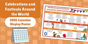 Celebrations and Festivals Around the World 2026 Calendar Display Poster