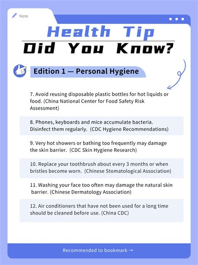 Health Tip | Did You Know? 12 Personal Hygiene Habits That Protect Your Health