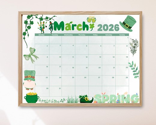 Editable March 2026 Calendar, Printable Monthly Planner (digital Download, CANVA Template) - Etsy