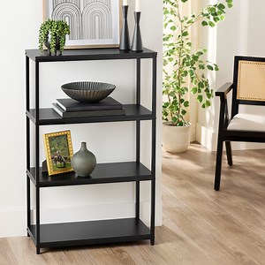 Mainstays 4-Shelf Metal Frame Bookcase, Black Finish