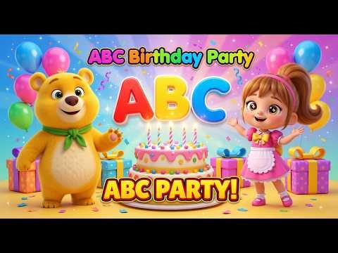 ABC Birthday Party 🎂 | Fun Alphabet Song for Kids | Learn ABC with Cake & Balloons