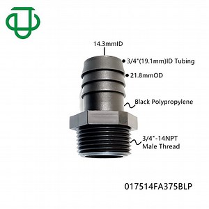 [Hot Item] Black PP 3/4" NPT Male Threaded Pipe Fitting Male Thread to Barb Tube Connector Plastic Fitting