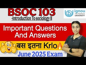 BSOC 103 | Important Questions And Answers| June 2025 Exam| Ignou classes by Nisha| IGNOU