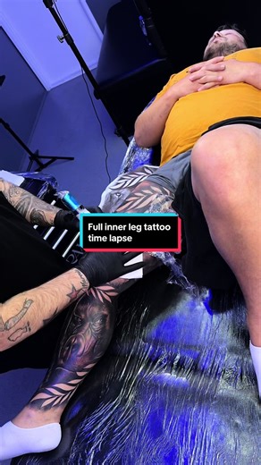 Full Inner Leg Tattoo Time Lapse | Gorilla & Lion Faces