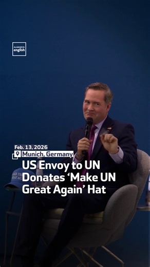 US envoy to the United Nations Mike Waltz hands EU foreign policy chief Kaja Kallas a “Make the UN Great Again” hat at the Munich Security Conference. | Al Arabiya English