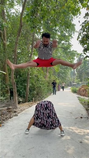 Flying jump over girl #action #stunt #gymnast #viralshorts #flip #flexibility