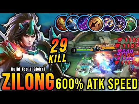 29 Kills!! 600% Attack Speed Build Zilong The Killing Machine!! - Build Top 1 Global Zilong ~ MLBB