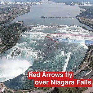 738K views · 30K reactions | What a view!❤️ Check out the RAF Red Arrows over Niagara Falls on their tour of North America.. | BBC Humberside | Facebook