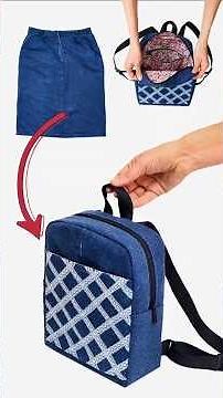 DIY Simple Backpack from Old Jeans Skirt Miarti👜✂️