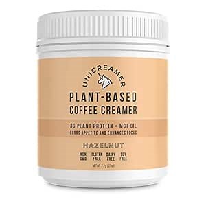 Unicreamer Vegan Non Dairy Coffee Creamer (New & Improved) - 30 Serving Canisters With Pea Protein Powder & MCT | Eco Friendly, Keto & Gluten Free Plant Based (Hazelnut)