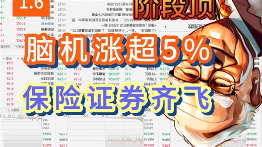 脑机接口好看不好吃，保险券商拉升银行趴窝，兑现金融预期