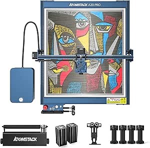 ATOMSTACK A20 Pro Laser Engraver 130W, 20000mW Optical Power Laser Cutter with F30 Pro Air Assist Kit, Terminal Control Panel and R3 Pro Laser Rotary Roller, Engraving Area 400x400mm